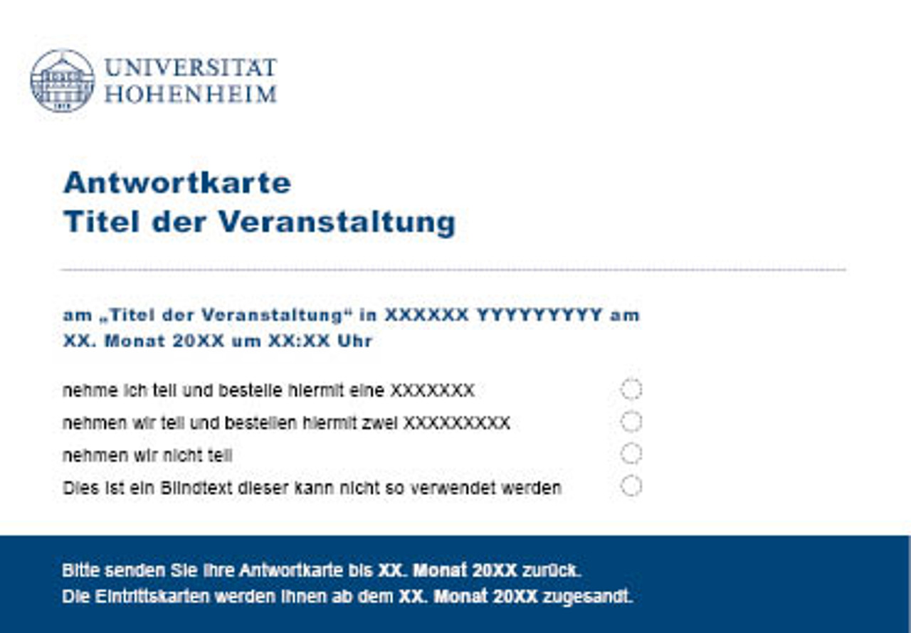 Einladungen Antwortkarte Universitat Hohenheim