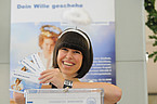Postkarte genügt: Aktionsstand des Ideenwettbewerbs (Foto: Uni Hohenheim/Eyb)