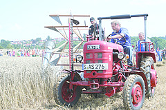 Traktor und Zapfwellen-Bindemäher aus den frühen 1950 Jahren. Bild: DLM_Emmerich