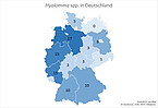 Auftreten von Hyalomma in Deutschland. Bild: Universität Hohenheim / GeoNames, HERE, MSFT, Wikipedia – unterstützt vom BING