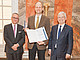 Dr. Stefan Hofmann (Gips Schüle Foundation), Prof. Dr. Thilo Streck and Prof. Dr. Stephan Dabbert, President of the University of Hohenheim | Image: University of Hohenheim/Sacha Dauphin