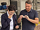 Ministerin Marion Gentges und Manuel Hailfinger MdL im Bioraffinerie-Technikum | Bildquelle: Universität Hohenheim / Andreas Lemmer Ministerin Marion Gentges und Manuel Hailfinger MdL im Bioraffinerie-Technikum | Bildquelle: Universität Hohenheim / Andreas Lemmer